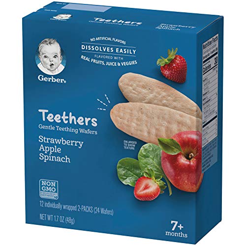 Gerber Teethers, Strawberry Apple Spinach, 24 Count Per Box, 1.7
