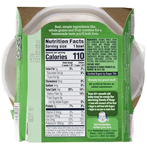 Gerber Up Age Organic Grain &Amp; Grow Morning Bowl Oats Red Quinoa