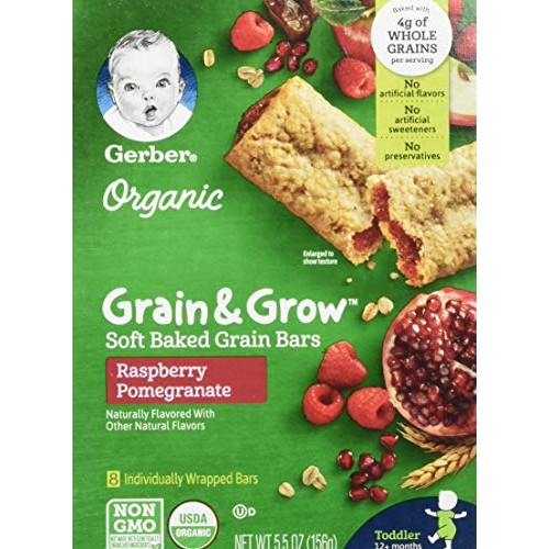 Gerber Up Age Organic Grain &Amp; Grow Soft Baked Grain Bars Raspber