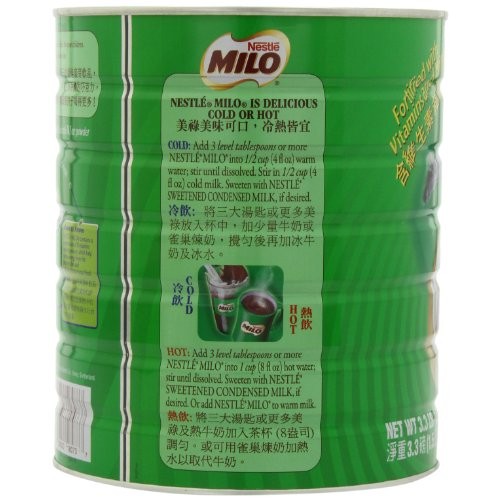 Nestle Milo Chocolate Beverage Mix Jumbo, 3.3-Pound Cans Pack O