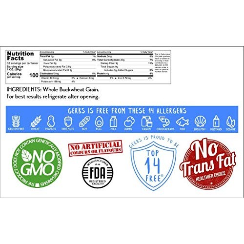 Gerbs Buckwheat Grout Grain, 32 Ounce Bag, Top 14 Food Allergen