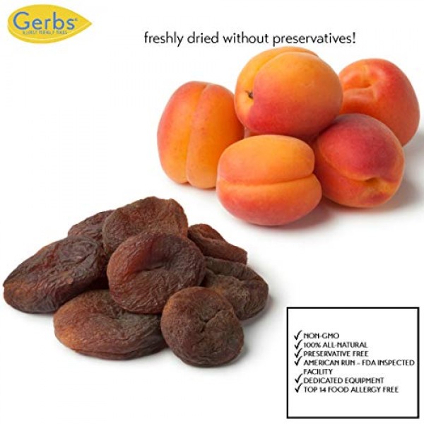 Gerbs Dried Apricots, 2 LBS - No Sugar Added, Unsulfured & Prese...