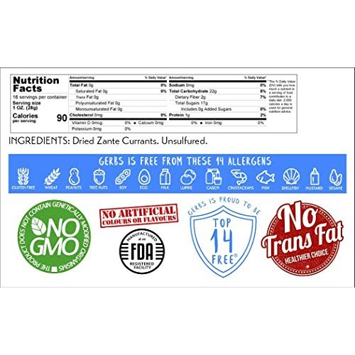 Gerbs Zante Black Currants, 16 Ounce Bag, Unsulfured, Top 14 Foo