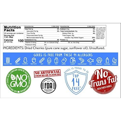 Gerbs Dried Cherries, 32 Ouce Bag, Unsulfured, Preservative, Top