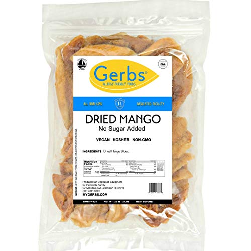 Gerbs Dried Mango Unsweetened, 2 Lbs - Keto Safe, Preservative F