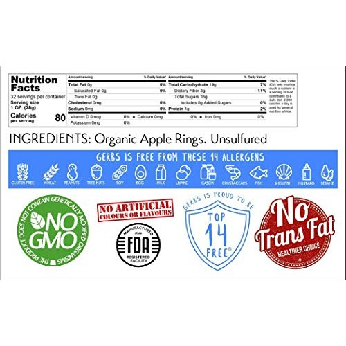 Gerbs Dried New England Apple Slices, 32 Ounce Bag, No Sugar Add