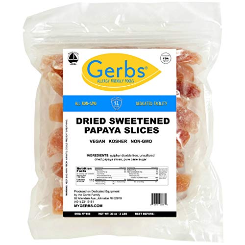 Gerbs Dried Sweetened Papaya Slices, 32 Ounce Bag, Unsulfured, P