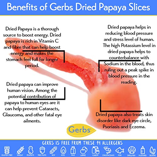 Gerbs Dried Sweetened Papaya Slices, 64 Ounce Bag, Unsulfured, P