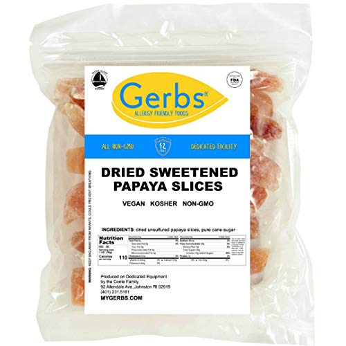 Gerbs Dried Sweetened Papaya Slices, 64 Ounce Bag, Unsulfured, P