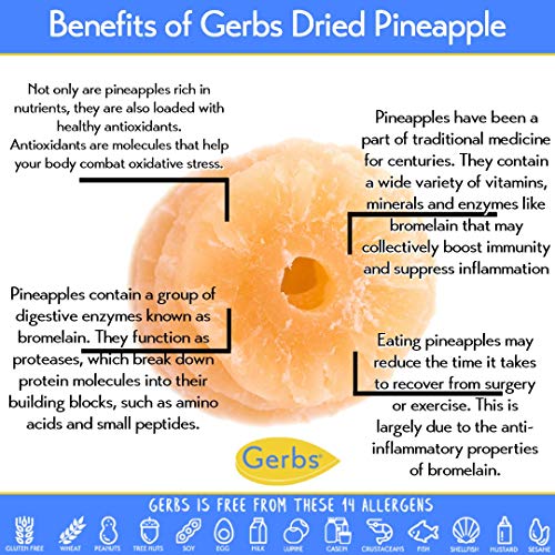 Gerbs Dried Sweetened Pineapple Rings, 32 Ounce Bag, Unsulfured,