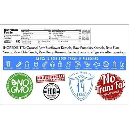 Gerbs Ground Super Five Seed Meal, 32 Ounce Bag, Top 14 Food All