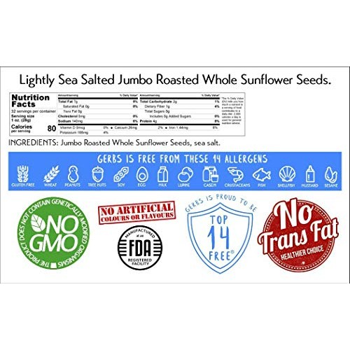 Gerbs Jumbo Lightly Sea Salted Whole Sunflower Seeds, 32 Ounce B