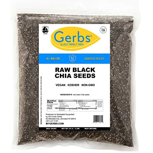 Gerbs Raw Black Chia Seeds, 32 Ounce Bag, Top 14 Food Allergy Fr