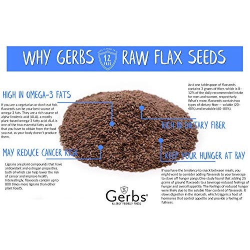Gerbs Raw Brown Flax Seeds, 32 Ounce Bag, Top 14 Food Allergen F
