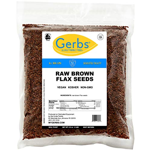 Gerbs Raw Brown Flax Seeds, 32 Ounce Bag, Top 14 Food Allergen F