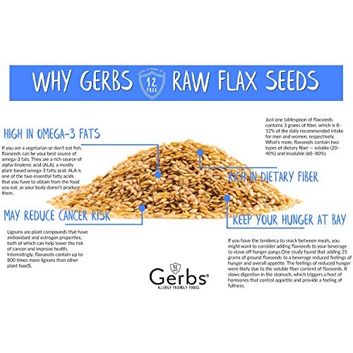 Gerbs Raw Golden Flax Seeds, 32 Ounce Bag, Top 14 Food Allergen