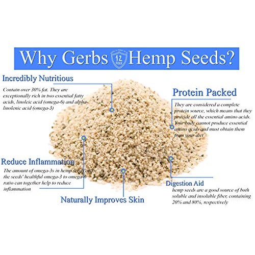 Gerbs Raw Hulled Hemp Seed Kernels, 64 Ounce Bag, Top 14 Food Al