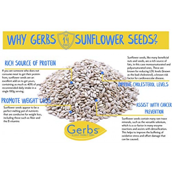 GERBS Raw Hulled Sunflower Seed Kernels, 32 ounce Bag, Top 14 Fo...