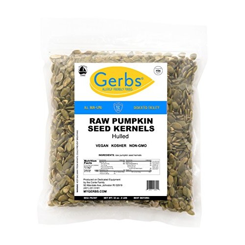 Gerbs Raw Pumpkin Seed Kernels, 2 Lbs Closeable Bag, Top 14 Food
