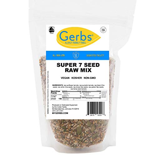 Gerbs Raw Super 7 Seed Mix, 16 Ounce Bag, Top 14 Food Allergy Fr