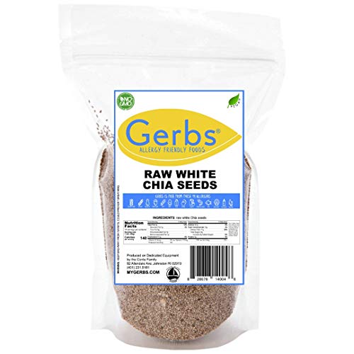 Gerbs Raw White Chia Seeds, 14 Oz, Top 14 Food Allergy Free &Amp; Gr