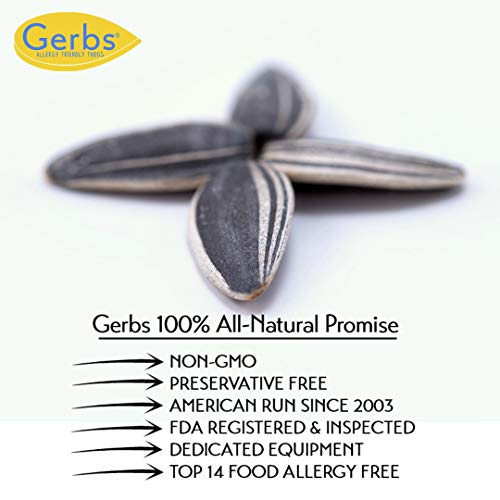 GERBS Raw Whole Sunflower Seed In Shell 1 lb., Top 14 Allergy Fr...