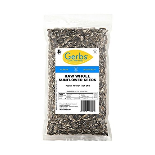 GERBS Raw Whole Sunflower Seed In Shell 1 lb., Top 14 Allergy Fr...