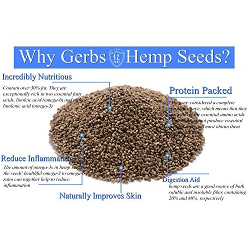 Gerbs Roasted Unsalted Whole Hemp Seeds, 1 Lb. - Top 14 Food All