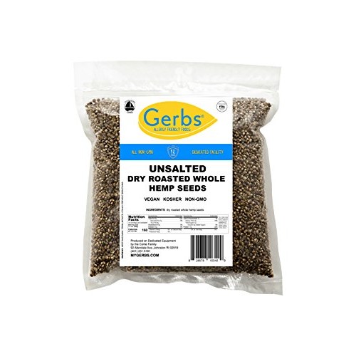 Gerbs Roasted Unsalted Whole Hemp Seeds, 1 Lb. - Top 14 Food All
