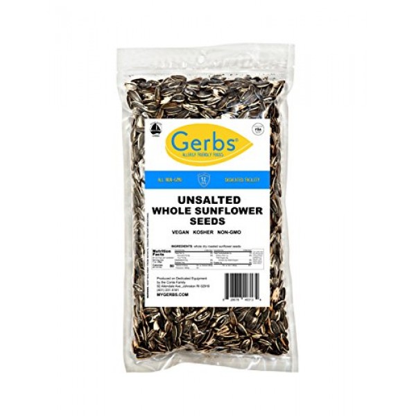 GERBS Roasted Whole Sunflower Seeds, 64 ounce Bag, Unsalted, Top...