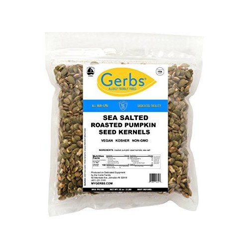Gerbs Sea Salted Pumpkin Seed Kernels, 32 Ounce Bag, Roasted, To