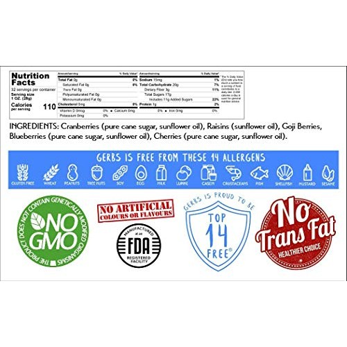 Gerbs Super 5 Dried Fruit Mix, 2 Lbs. - Top 14 Food Allergy Free