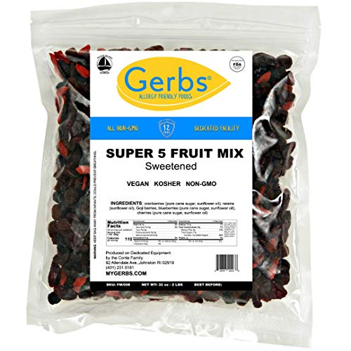Gerbs Super 5 Dried Fruit Mix, 2 Lbs. - Top 14 Food Allergy Free