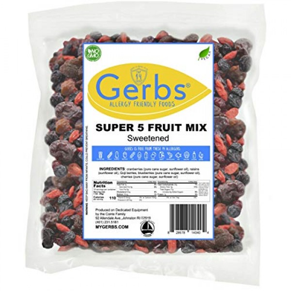 Gerbs Super 5 Dried Fruit Snack Mix, 14 Ounce Bag, Unsulfured, P