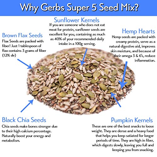 GERBS Super 5 Seed Snack Mix 1 LB. Premium Grade | Top 14 Food A...