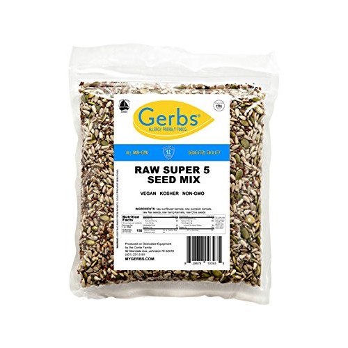 GERBS Super 5 Seed Snack Mix 1 LB. Premium Grade | Top 14 Food A...