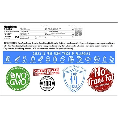 Gerbs Superfood Snack Mix, 32 Ounce Bag, Top 14 Food Allergy Fre