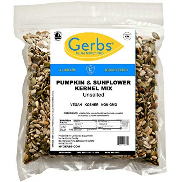 Gerbs Unsalted Pumpkin & Sunflower Seed Mix, 2 LBS. - Top 14 Foo...