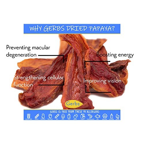 Gerbs Unsweetened Dried Papaya Slices, 32 Ounce Bag, Unsulfured,