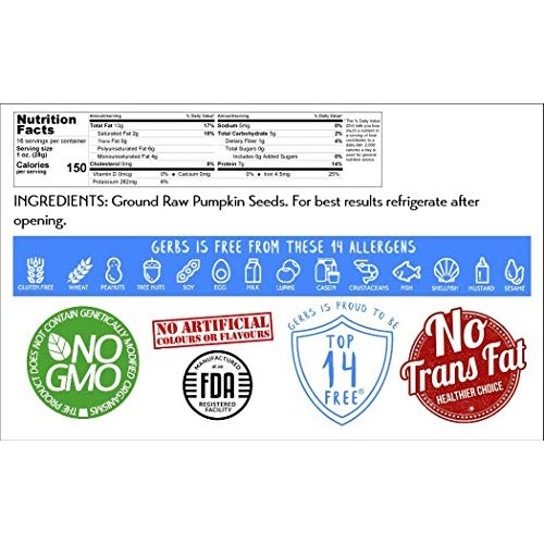 Ground Pumpkin Seed Meal, 1 Lb. By Gerbs - Top 14 Food Allergy F