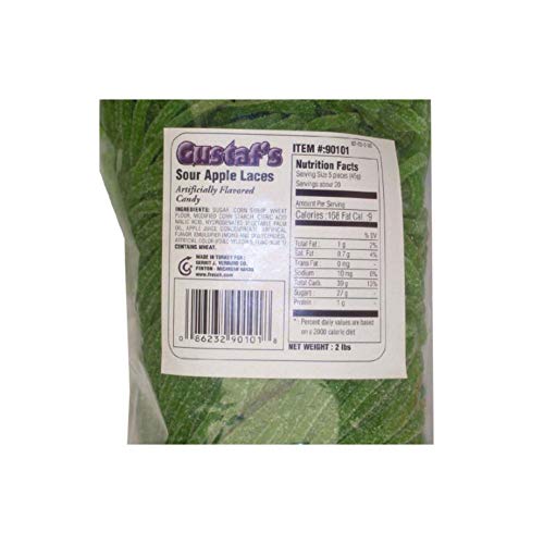 Gustafs Sour Green Apple Licorice Laces - 2 Lb. Bag