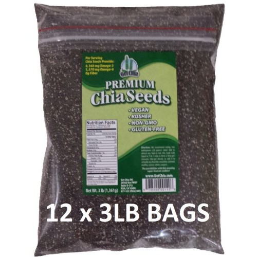 Get Chia Brand Black Chia Seeds - 36 Total Pounds = Twelve X 3 P