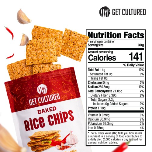 Sweet Chili Garlic Baked Rice Chips, Gluten Free & Dairy Free Snack, 4.2oz