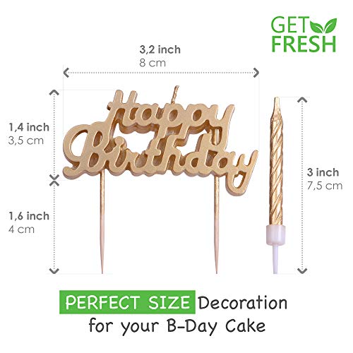Get Fresh Gold Birthday Cake Candles Set – 10-Pack Spiral Candle