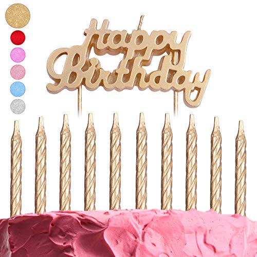 Get Fresh Gold Birthday Cake Candles Set – 10-Pack Spiral Candle