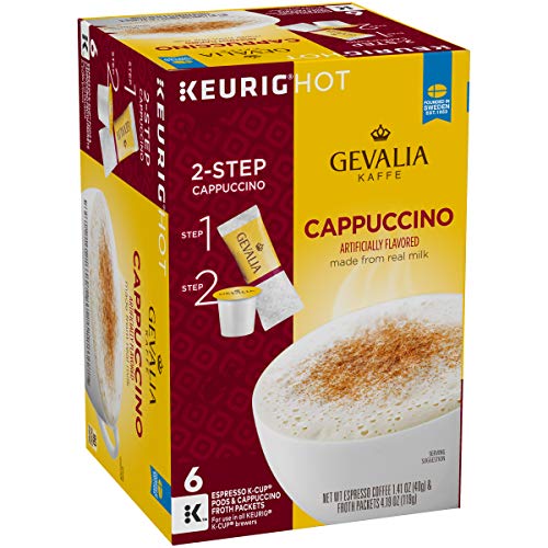 Gevalia Cappuccino K-Cup Coffee Pods With Froth Packets 6 Pods