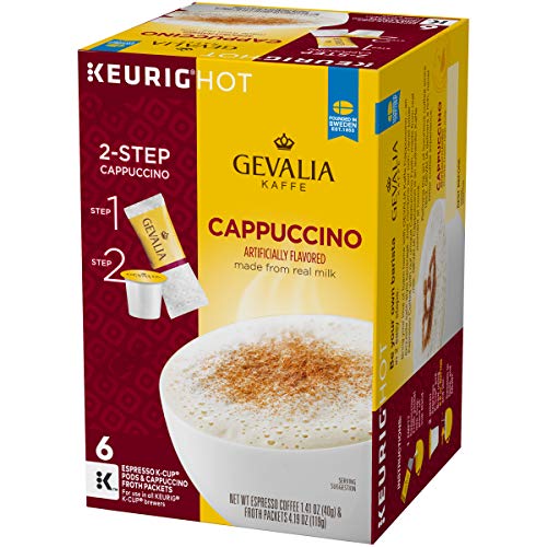 Gevalia Cappuccino K-Cup Coffee Pods With Froth Packets 6 Pods