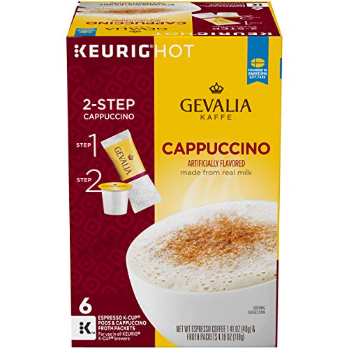 Gevalia Cappuccino K-Cup Coffee Pods With Froth Packets 6 Pods