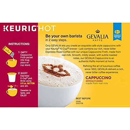 Gevalia Cappuccino Keurig K Cup Pods With Froth Packets 18 Coun