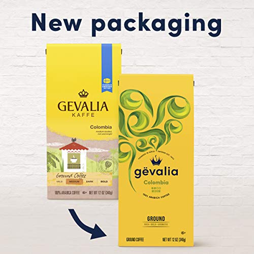 Gevalia Colombia Medium Roast Ground Coffee 12 Oz Bag, Pack Of 6